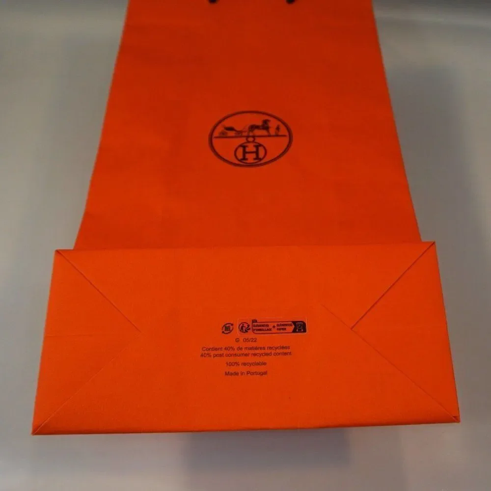 Hermes Original Shopping Gift Bag Iconic HERMÈS Slim Tall Orange 16.5